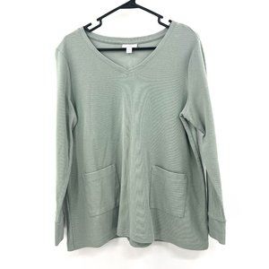 J.Jill sage green midweight long sleeve top